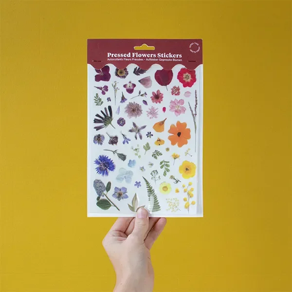 Stickerbogen Gepresste Blumen – Regenbogen-Farbverlauf