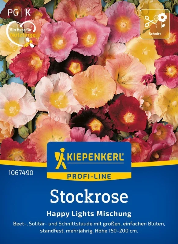 Stockrose Happy Lights Mischung, Beet-, Solitär- und Schnittstaude – Höhe 150-200 cm