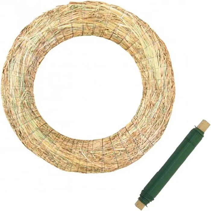 Strohkranz Rohling für kreative Adventsgestaltung + Wickeldraht – Perfekt für Ihre DIY-Projekte!