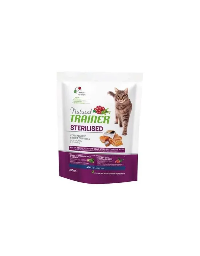 Trockenfutter für ausgewachsene Katzen Sterilized Natural Trainer Salmon 300 gr