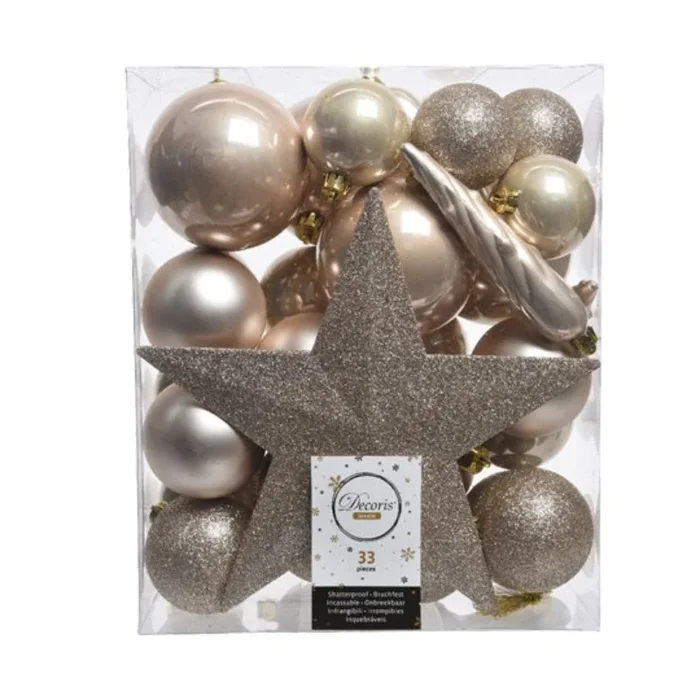 Unzerbrechlicher Christbaumschmuck Silber (33 Stück)