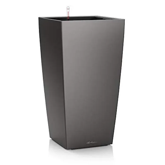 Vaso Lechuza Cubico Premium 30 Carbone Metalizzato h 56cm