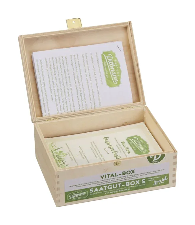 Vitalbox Saatgut – Box S (Holzbox) [MHD 12/2024]