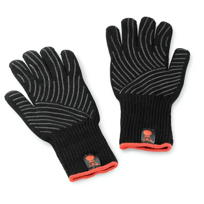 Weber® Grillhandschuh-Set aus Kevlar, lang mit Silikonnoppen (S/M), schwarz