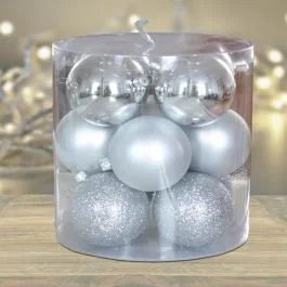 Weihnachtkugel Set Silber 7 cm