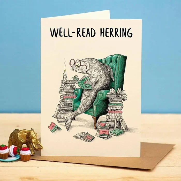 ‘Well-Read Herring’ Greeting Card