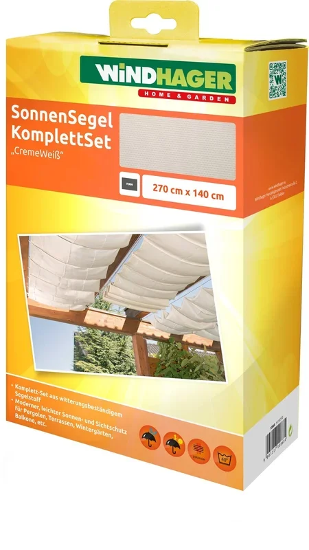 Windhager Sonnensegel-Seilspanntechnik Komplett-Set, Cremeweiß