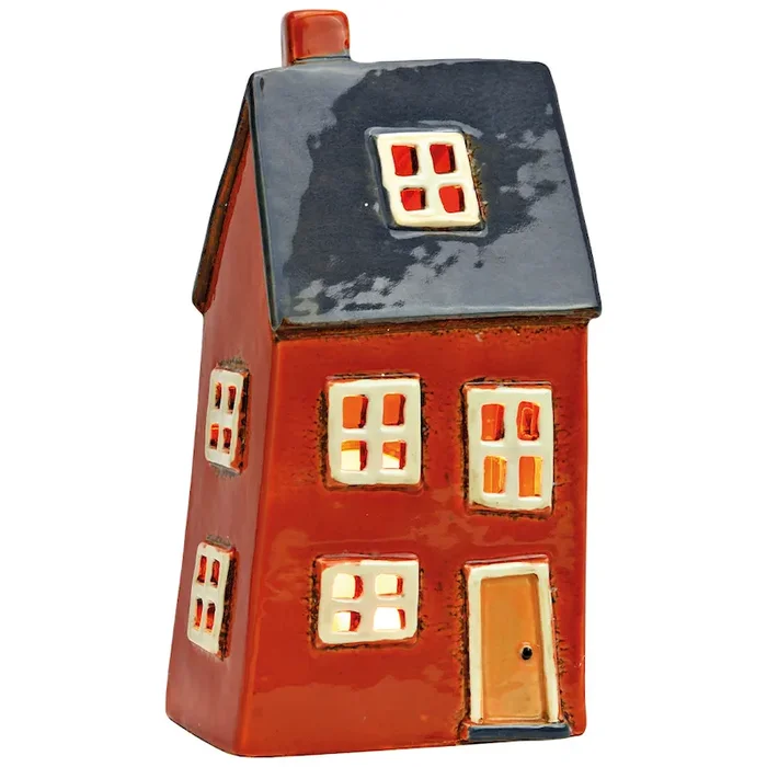 Windlichthaus aus Steingut – Motiv „Rotes Lichthaus“ Bestellnummer 9002839