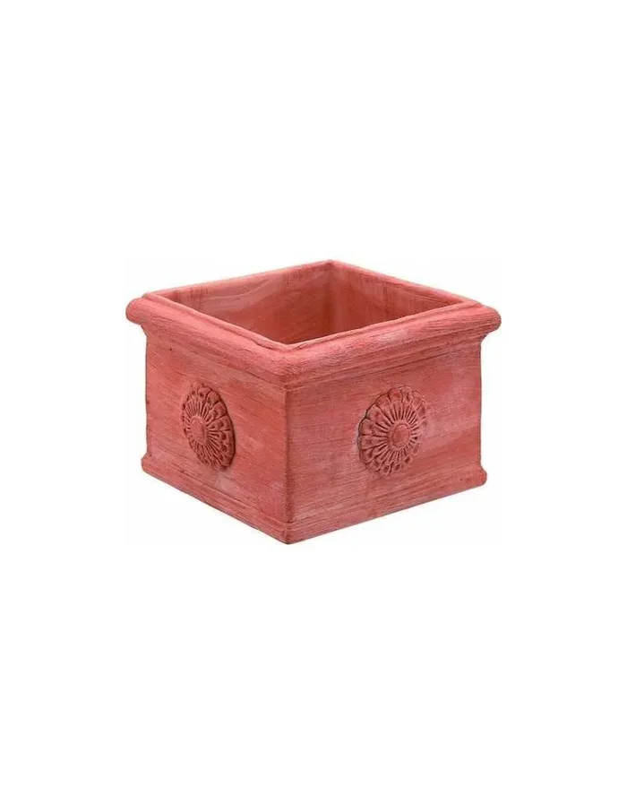 Würfel mit Rosette 40 cm Terrakotta